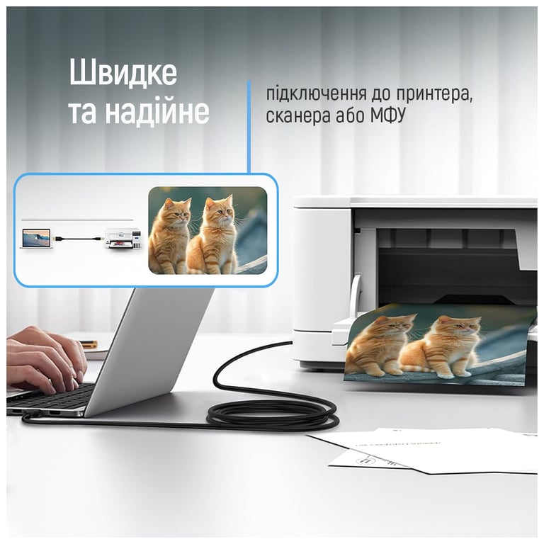 Кабель для принтера USB 2.0 AM/BM 3.0m black ColorWay (CW-CBUB073-BK) - фото 7