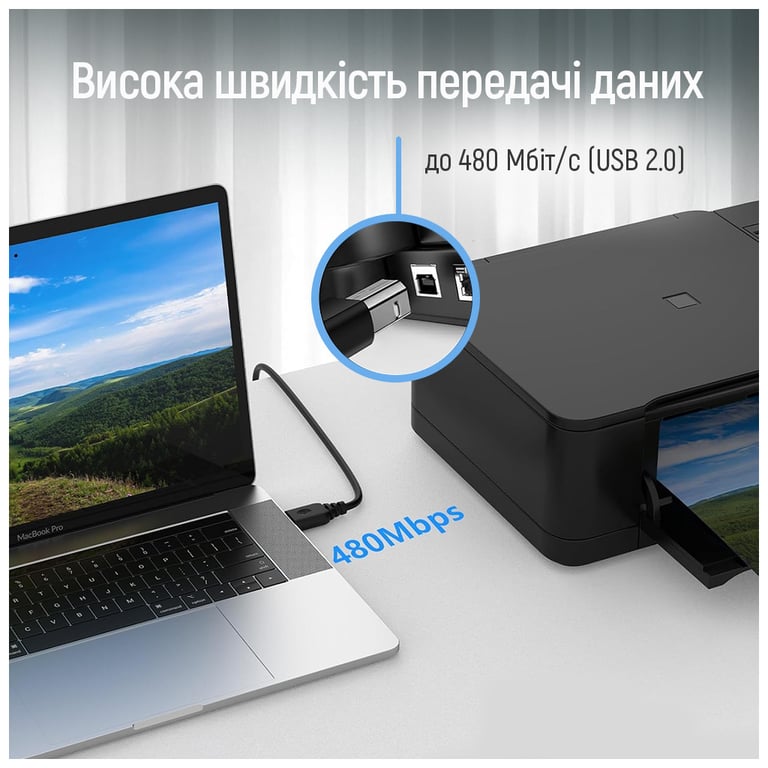 Кабель для принтера USB 2.0 AM/BM 3.0m black ColorWay (CW-CBUB073-BK) - фото 8