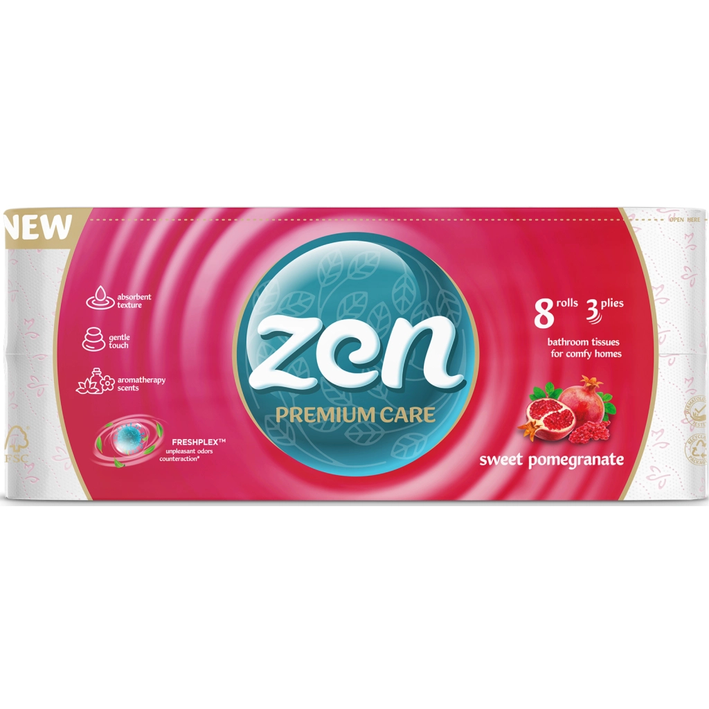 Туалетний папір Zen Premium Care Sweet Pomegranate 3 шари 8 рулонів (5944582100046) Туалетний папір Zen Premium Care Sweet Pomegranate 3 шари 8 рулонів (5944582100046)