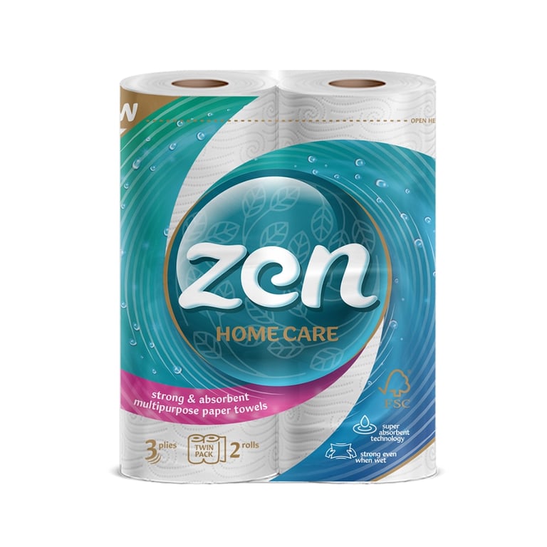 Паперові рушники Zen Premium Care 3 шари 50 відривів 11 м 2 рулони (5944582100275) - фото 1