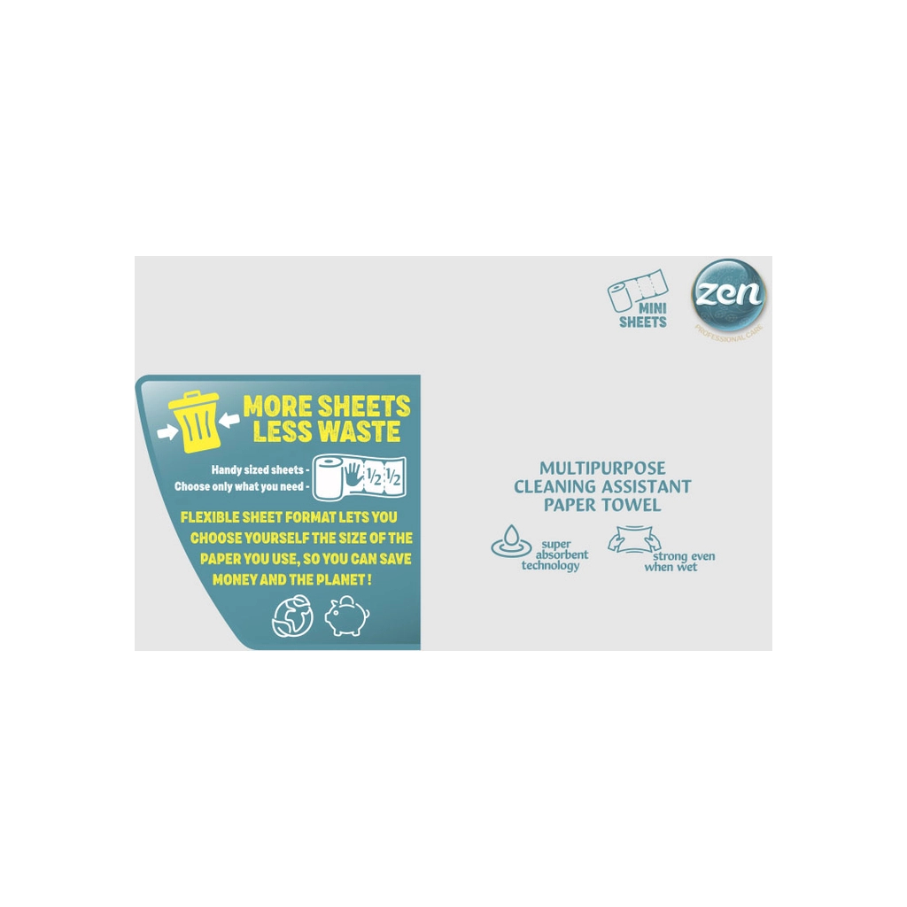 Паперові рушники Zen Professional Care 3 шари 615 відривів 80 м 1 рулон (5944582100305) - фото 2 Паперові рушники Zen Professional Care 3 шари 615 відривів 80 м 1 рулон (5944582100305) - фото 2