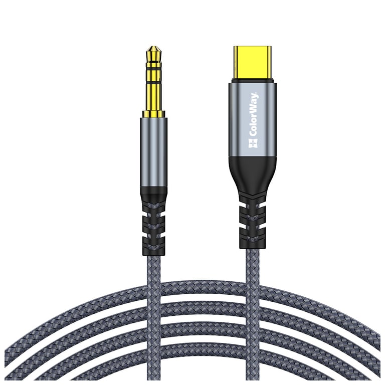 Кабель мультимедійний USB-C to 3.5mm M 1.2m gray ColorWay (CW-CBPDJ071-G) - фото 1