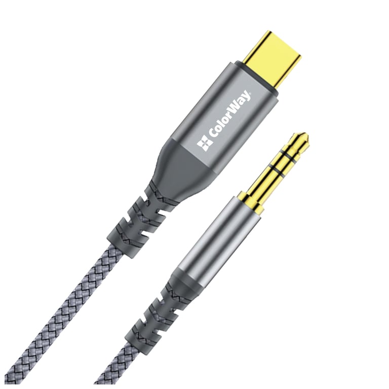 Кабель мультимедійний USB-C to 3.5mm M 1.2m gray ColorWay (CW-CBPDJ071-G) - фото 4