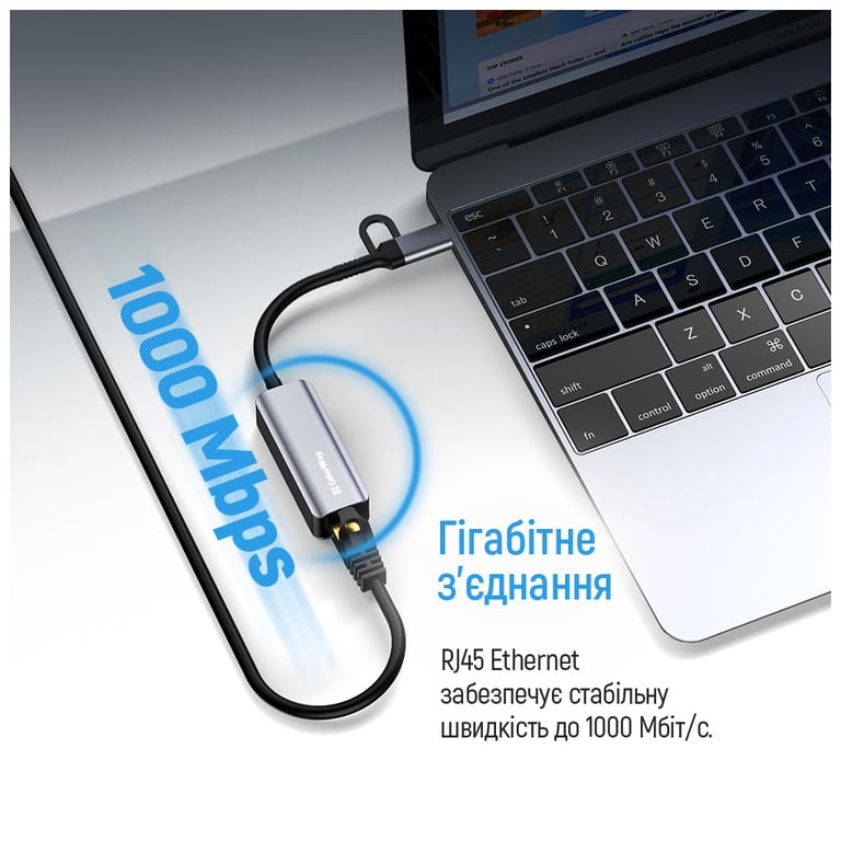 Адаптер USB-C + USB A to RJ45 Ethernet 1000Mbps ColorWay (CW-AD-CRG) - фото 10