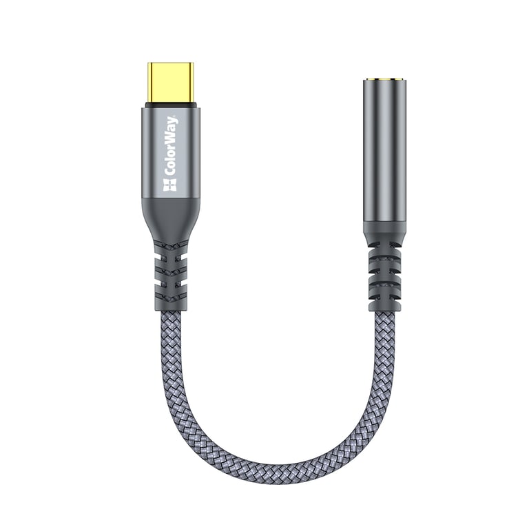 Перехідник USB-C to 3.5mm F 0.14m gray ColorWay (CW-AD-CJ) - фото 1