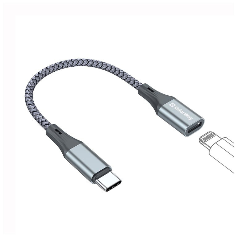 Перехідник USB-C M to Lightning F 0.17m gray ColorWay (CW-AD-CL) - фото 3