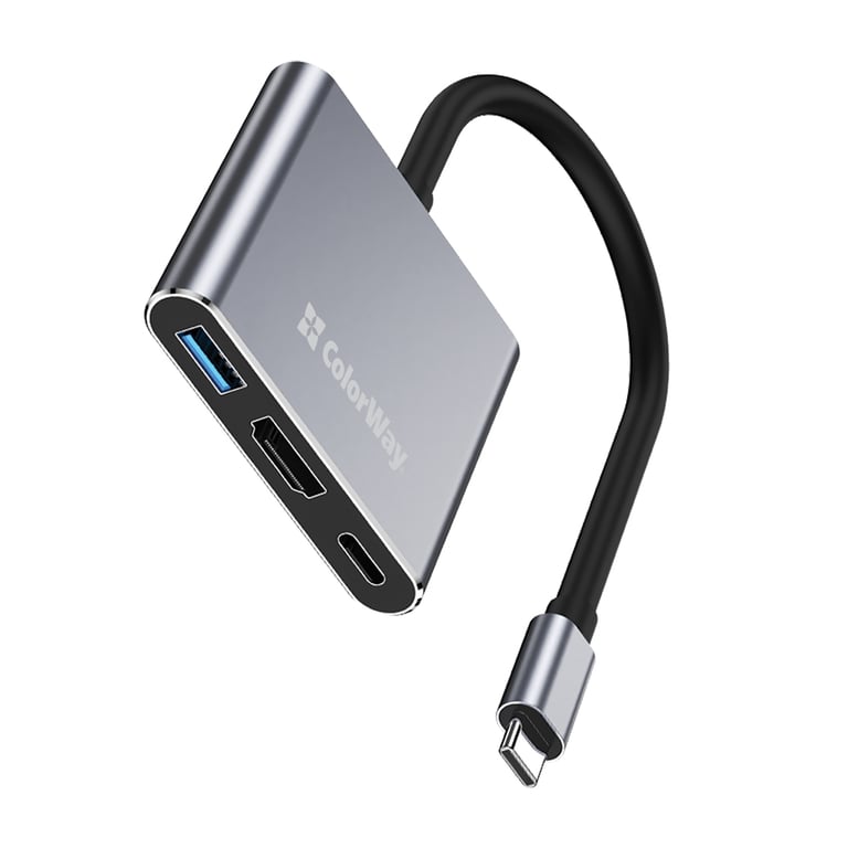 Концентратор ColorWay USB-C 3-in-1 USB 3.0 + HDMI 4K + USB-C PD100W (CW-HUB08) - фото 1