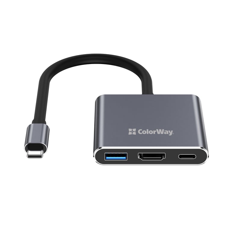 Концентратор ColorWay USB-C 3-in-1 USB 3.0 + HDMI 4K + USB-C PD100W (CW-HUB08) - фото 3
