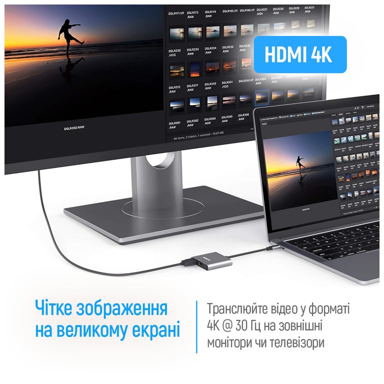 Концентратор ColorWay USB-C 3-in-1 USB 3.0 + HDMI 4K + USB-C PD100W (CW-HUB08) - фото 9