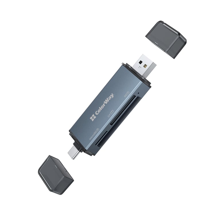 Зчитувач флеш-карт ColorWay USB 2.0/USB-C to CF/SD/MicroSD (CW-CR-01) - фото 2