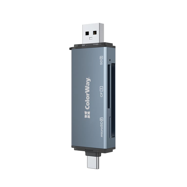 Зчитувач флеш-карт ColorWay USB 2.0/USB-C to CF/SD/MicroSD (CW-CR-01) - фото 3