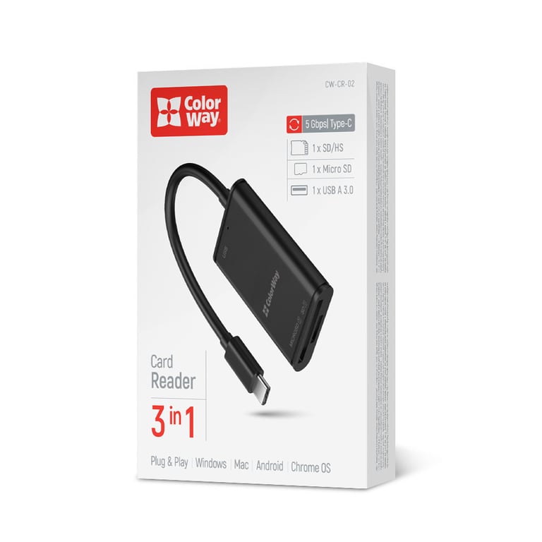 Зчитувач флеш-карт ColorWay USB-C to USB 3.0/SD/MicroSD (CW-CR-02) - фото 4