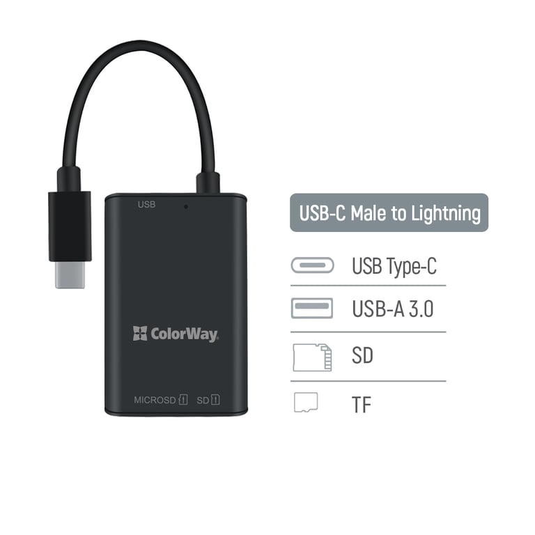 Зчитувач флеш-карт ColorWay USB-C to USB 3.0/SD/MicroSD (CW-CR-02) - фото 6
