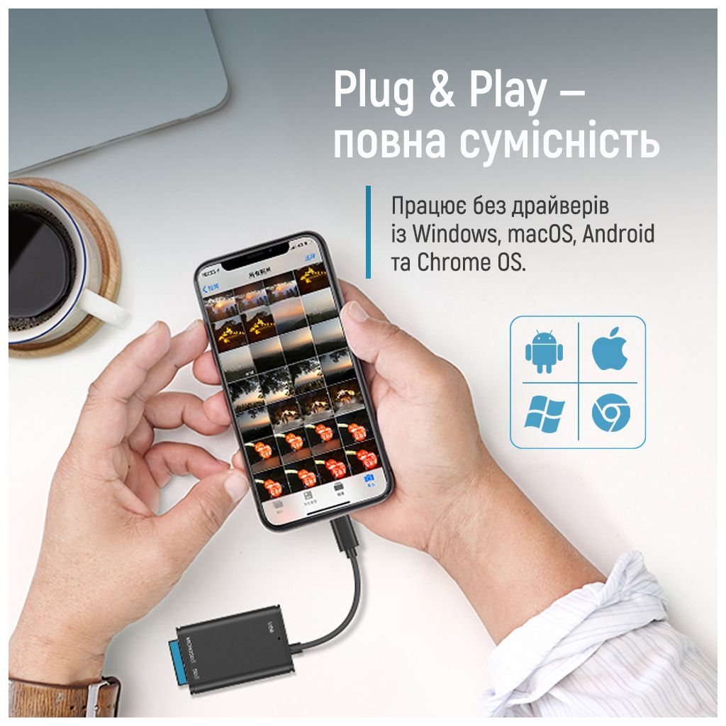 Зчитувач флеш-карт ColorWay USB-C to USB 3.0/SD/MicroSD (CW-CR-02) - фото 7 Зчитувач флеш-карт ColorWay USB-C to USB 3.0/SD/MicroSD (CW-CR-02) - фото 7