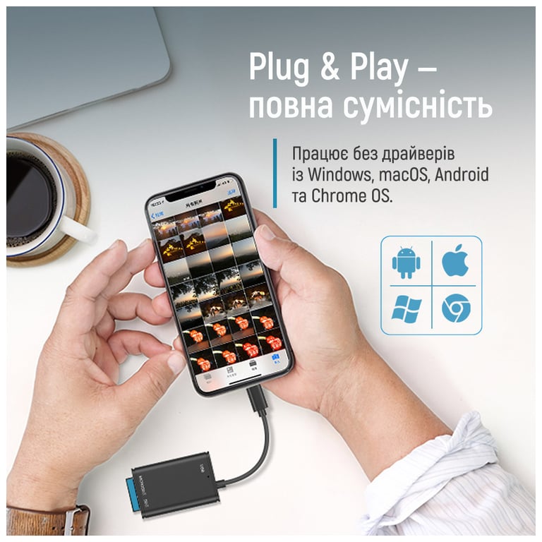 Зчитувач флеш-карт ColorWay USB-C to USB 3.0/SD/MicroSD (CW-CR-02) - фото 7