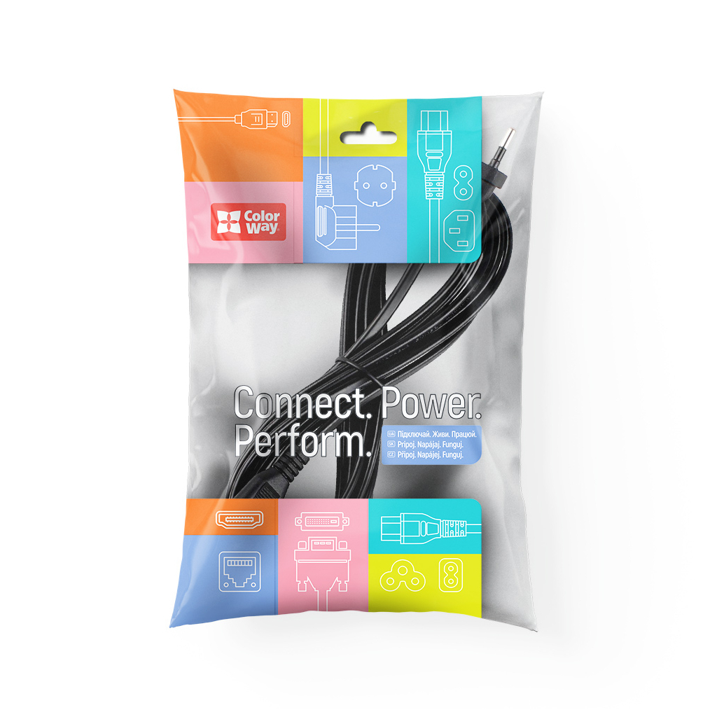 Кабель живлення C7 2m black ColorWay (CW-CBP085-BK) - фото 4 Кабель живлення C7 2m black ColorWay (CW-CBP085-BK) - фото 4