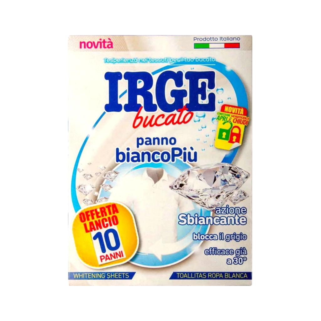 Серветки для прання Irge Пастка для білих речей З відбілювачем 10 шт. (8021723035041) Серветки для прання Irge Пастка для білих речей З відбілювачем 10 шт. (8021723035041)