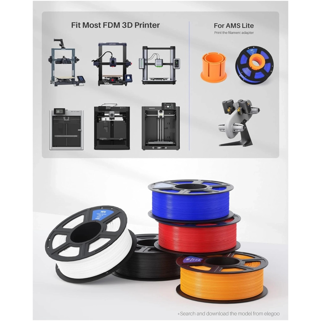 Пластик для 3D-принтера ELEGOO PETG 1кг, 1.75мм, gray (50.203.0391) - фото 3 Пластик для 3D-принтера ELEGOO PETG 1кг, 1.75мм, gray (50.203.0391) - фото 3