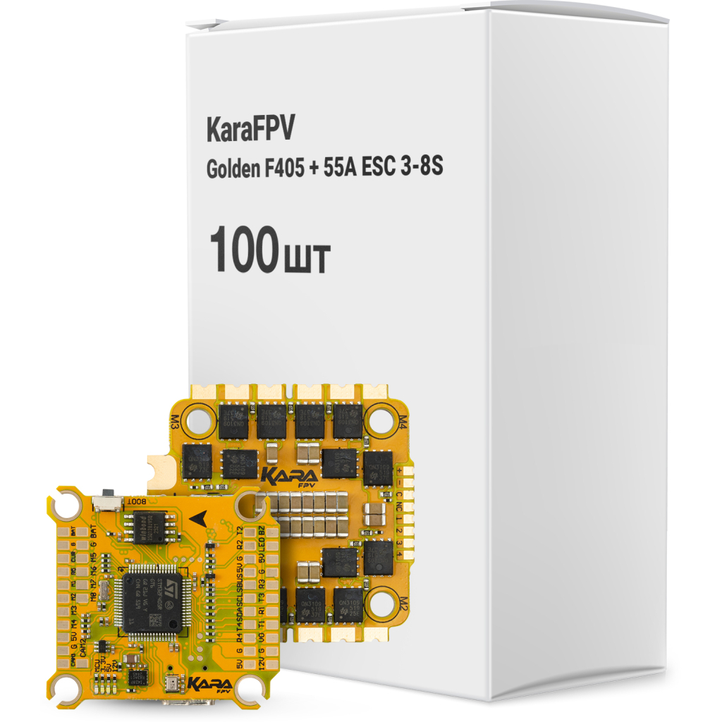 Політний стек KaraFPV Golden F405 + 55A ESC 3-8S упаковка 100 шт (Golden F405 + 55A ESC 8S box) Політний стек KaraFPV Golden F405 + 55A ESC 3-8S упаковка 100 шт (Golden F405 + 55A ESC 8S box)