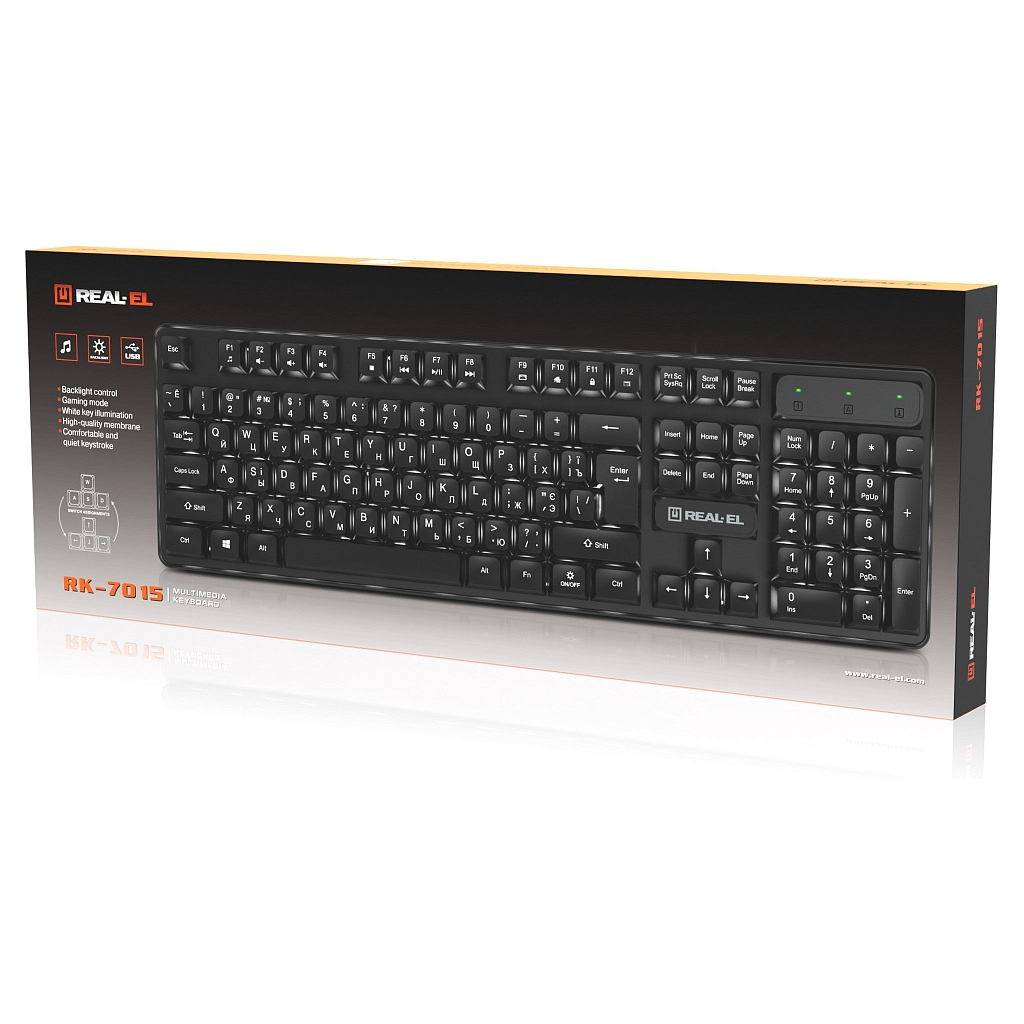 Клавіатура REAL-EL RK-7015 USB Black (EL123100049) - фото 9 Клавіатура REAL-EL RK-7015 USB Black (EL123100049) - фото 9