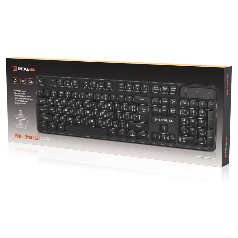 Клавіатура REAL-EL RK-7015 USB Black (EL123100049) - фото 9