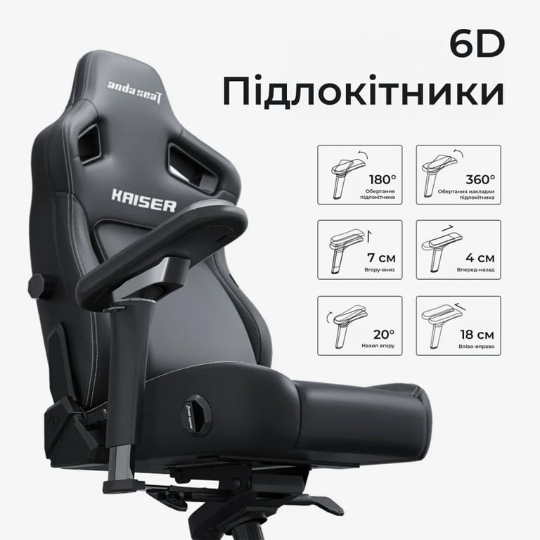Крісло ігрове Anda Seat Kaiser 4 V2 Fabric Size XL Dark Gray (AD12YDDC-XLL-20-GB-CF-03) - фото 8