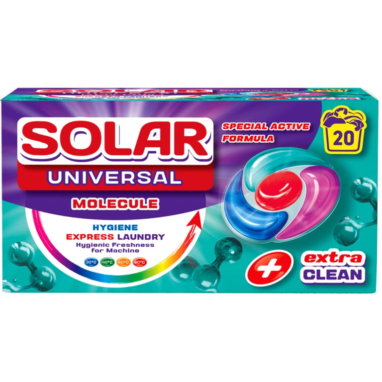 Капсули для прання Solar Household Universal Molecule 20 шт. (4820269930377) - фото 1