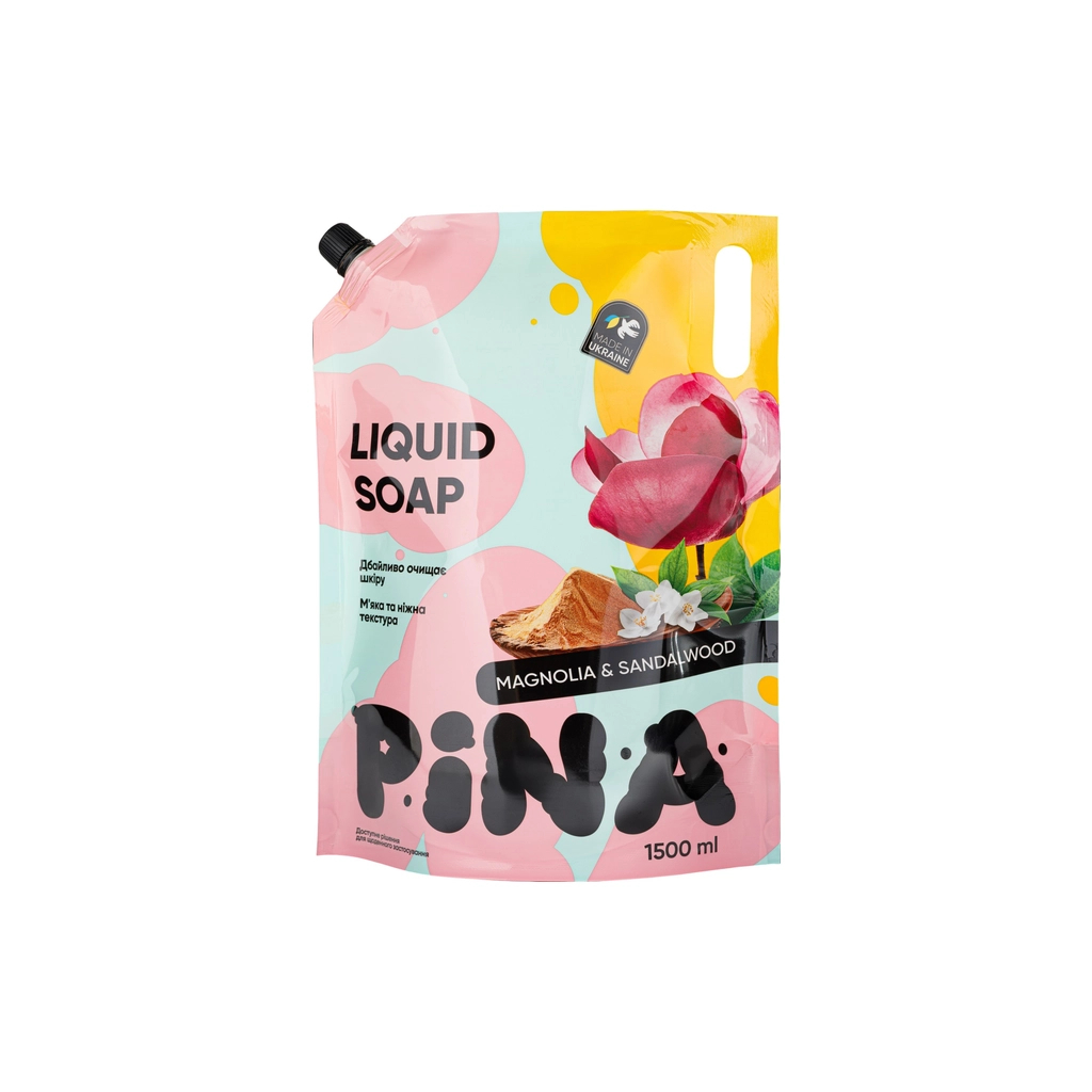 Рідке мило Pina Magnolia and sandalwood Дой-пак 1500 мл (4820287020449) Рідке мило Pina Magnolia and sandalwood Дой-пак 1500 мл (4820287020449)