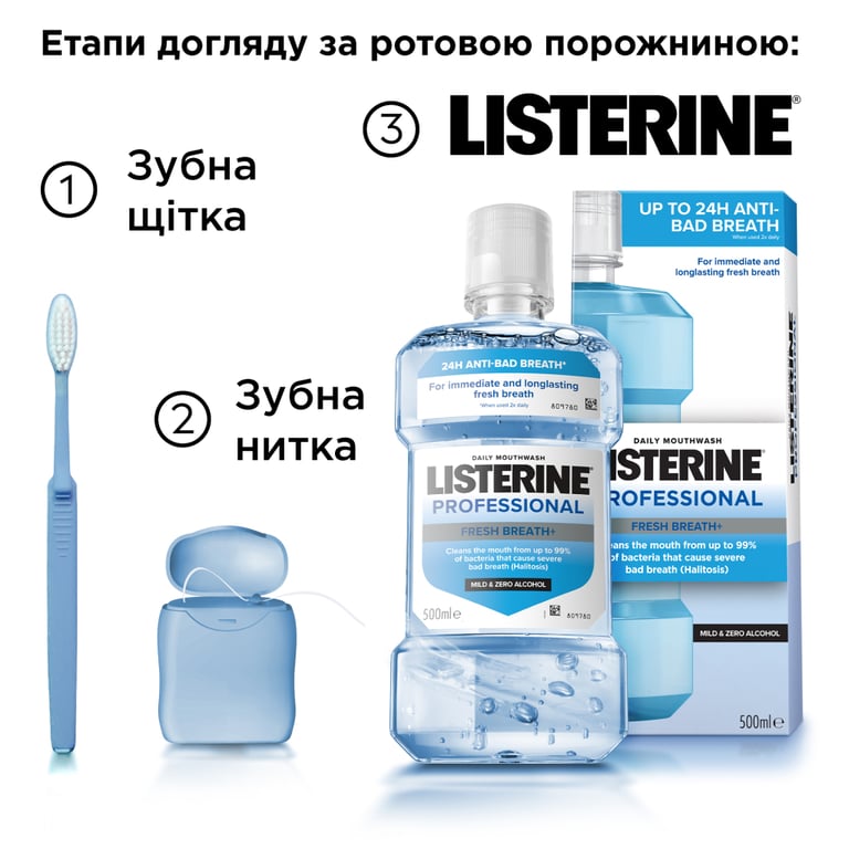 Ополіскувач для порожнини рота Listerine Professional Свіжий подих+ 500 мл (3574661860558) - фото 9