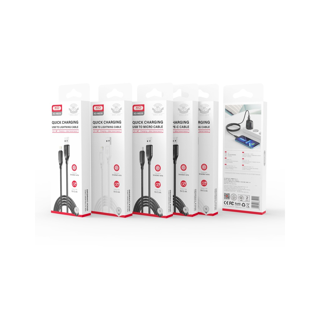 Дата кабель USB 2.0 AM to USB-C 1.0m braided black XO (NB235_C_Black) - фото 3 Дата кабель USB 2.0 AM to USB-C 1.0m braided black XO (NB235_C_Black) - фото 3