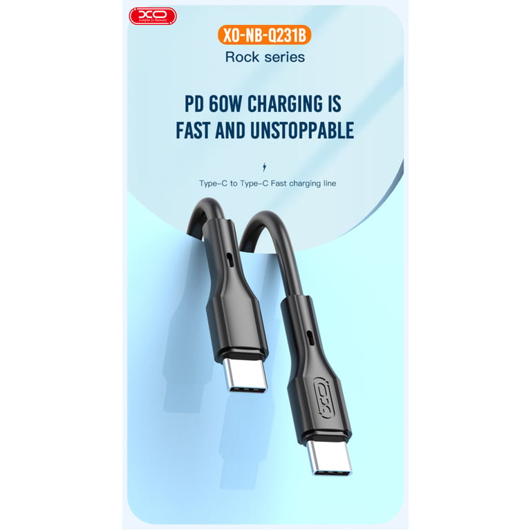Дата кабель USB-C to USB-C 1.0m 60W black XO (NBQ231B_Black) - фото 2