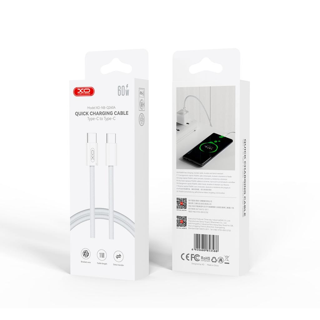 Дата кабель USB-C to USB-C 1.0m 60W white XO (NBQ260A_С_White) - фото 3 Дата кабель USB-C to USB-C 1.0m 60W white XO (NBQ260A_С_White) - фото 3