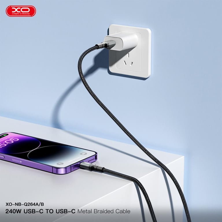 Дата кабель USB-C to USB-C 2.0m 240W black XO (NBQ264B_С_Black) - фото 3