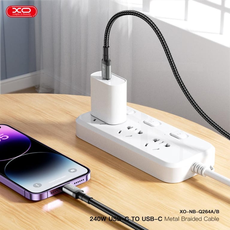 Дата кабель USB-C to USB-C 2.0m 240W black XO (NBQ264B_С_Black) - фото 7