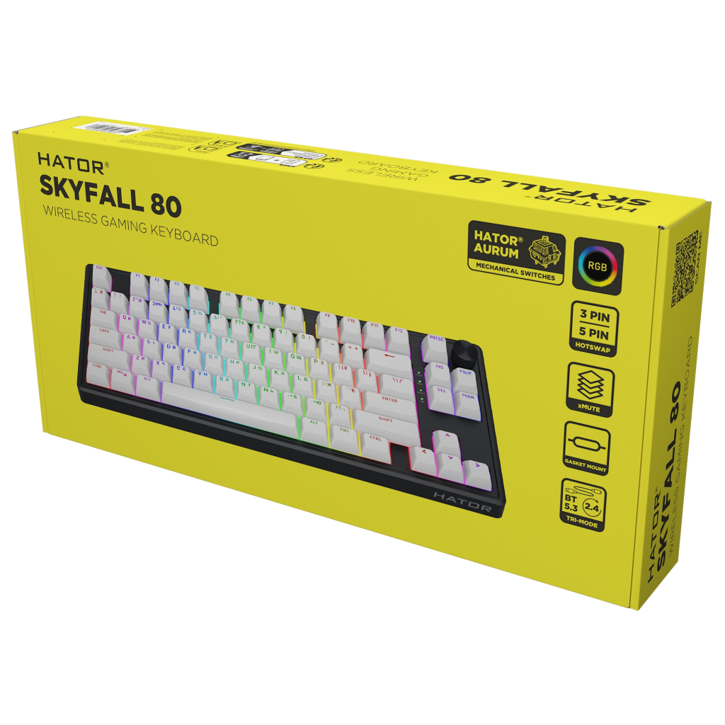 Клавіатура Hator Skyfall 80 Wireless Black/White (HTK3180UA) - фото 8 Клавіатура Hator Skyfall 80 Wireless Black/White (HTK3180UA) - фото 8