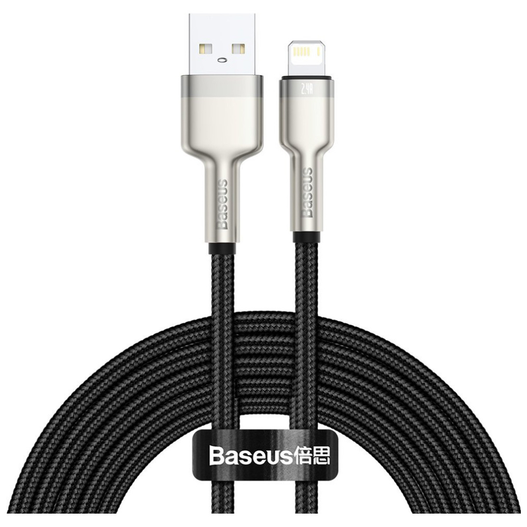 Дата кабель USB 2.0 AM to Lightning 2.0m 2.4A metal black Baseus (CALJK-B01) Дата кабель USB 2.0 AM to Lightning 2.0m 2.4A metal black Baseus (CALJK-B01)