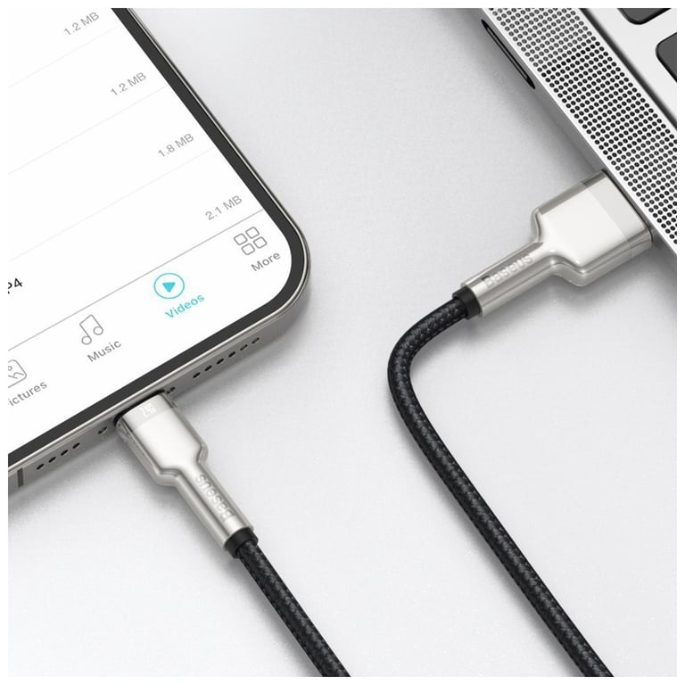 Дата кабель USB 2.0 AM to Lightning 2.0m 2.4A metal black Baseus (CALJK-B01) - фото 6