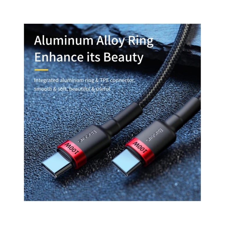 Дата кабель USB-C to USB-C 2.0m PD2.0 100W (20V/5A) red+black Baseus (CATKLF-AL91) - фото 2