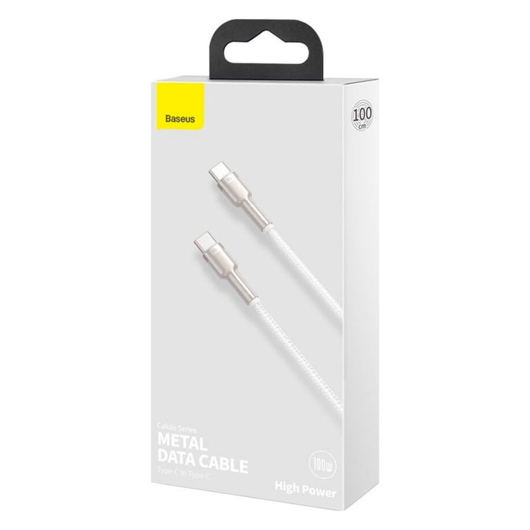 Дата кабель USB-C to USB-C 1.0m 100W metal white Baseus (CATJK-C02) - фото 5