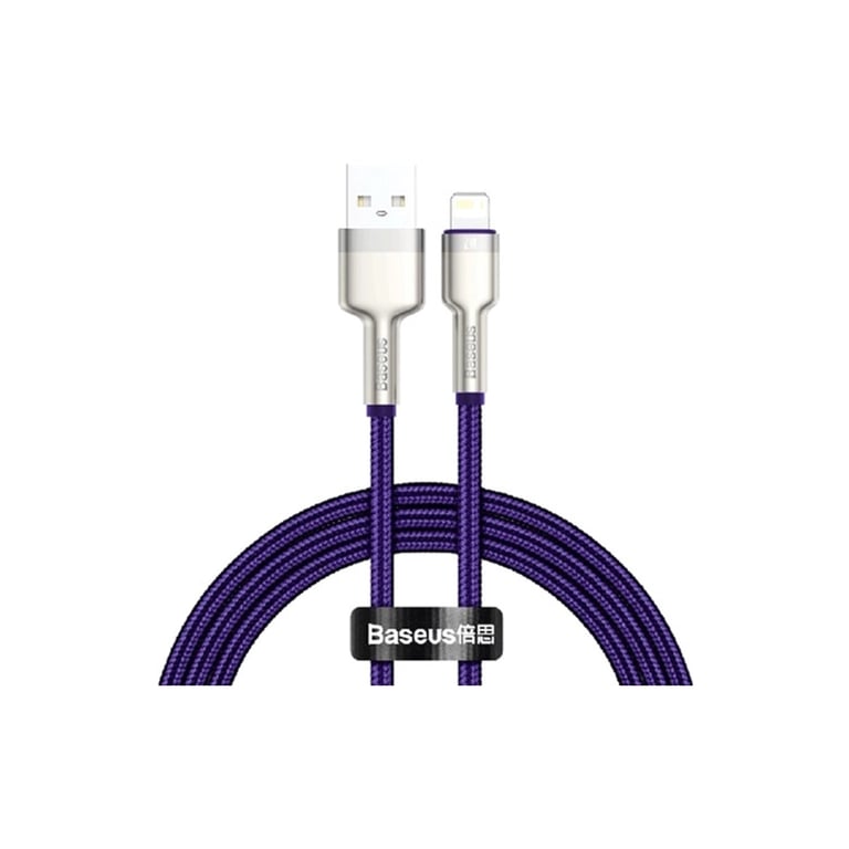 Дата кабель USB 2.0 AM to Lightning 2.0m 2.4A metal purple Baseus (CALJK-B05) - фото 1
