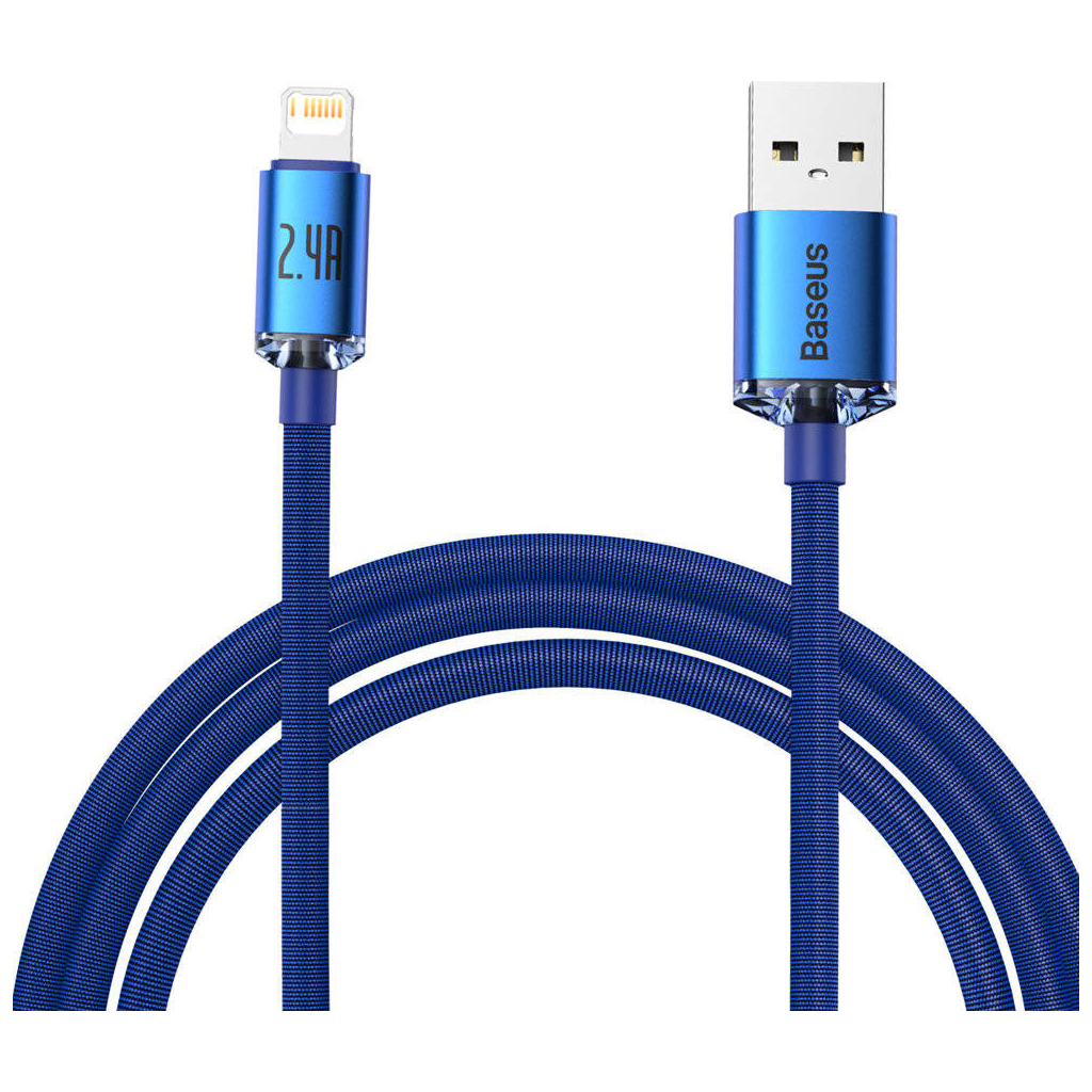 Дата кабель USB 2.0 AM to Lightning 2.0m 2.4A blue Baseus (CAJY000103) - фото 1