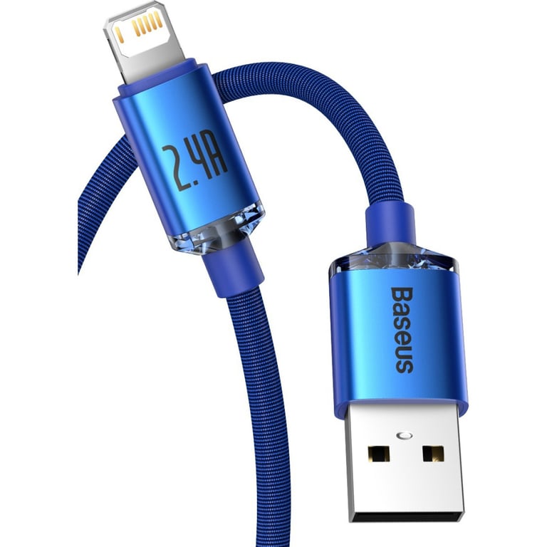 Дата кабель USB 2.0 AM to Lightning 2.0m 2.4A blue Baseus (CAJY000103) - фото 2