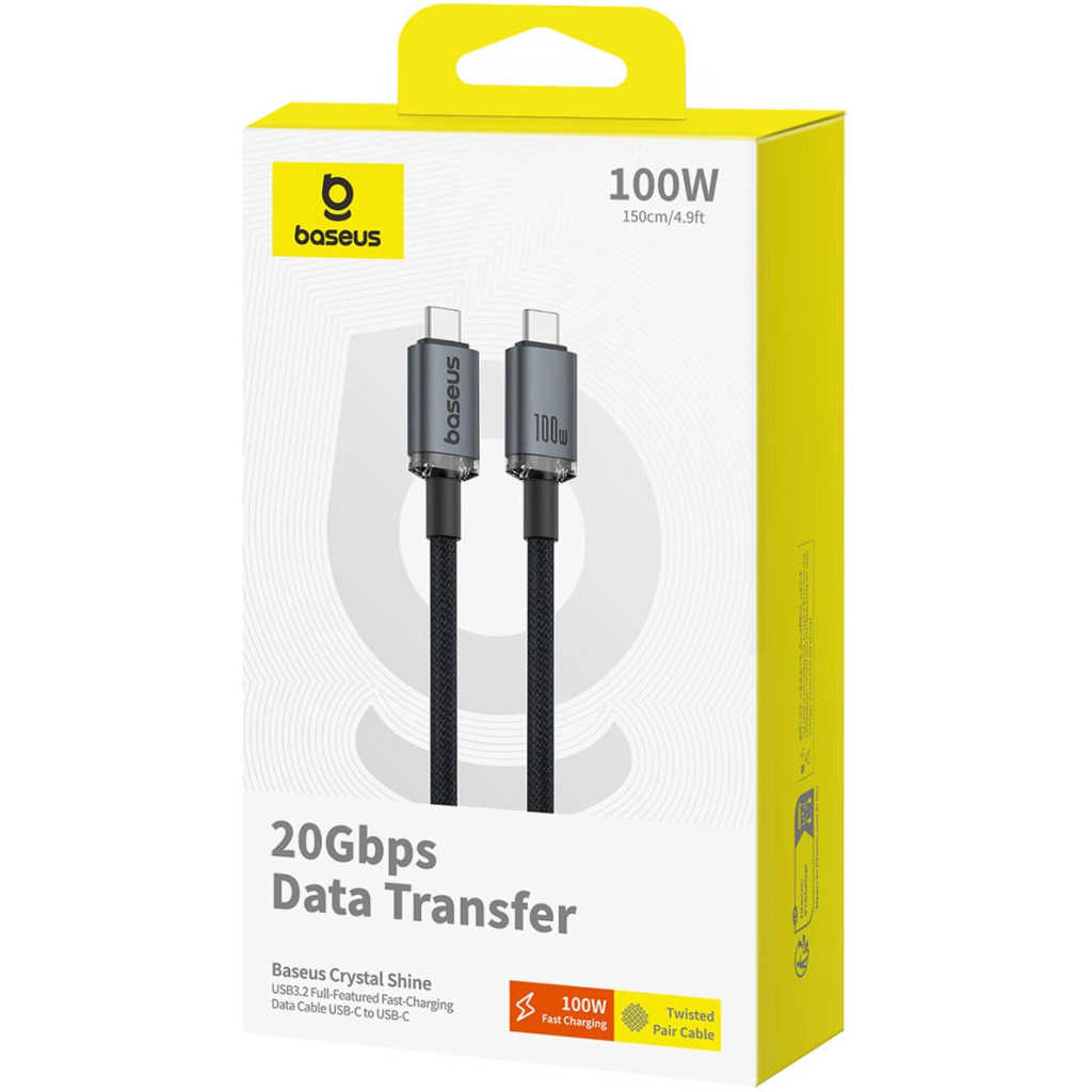Дата кабель USB-C to USB-C 1.5m 100W USB3.2 20Gb black Baseus (P10318204111-00) - фото 7 Дата кабель USB-C to USB-C 1.5m 100W USB3.2 20Gb black Baseus (P10318204111-00) - фото 7