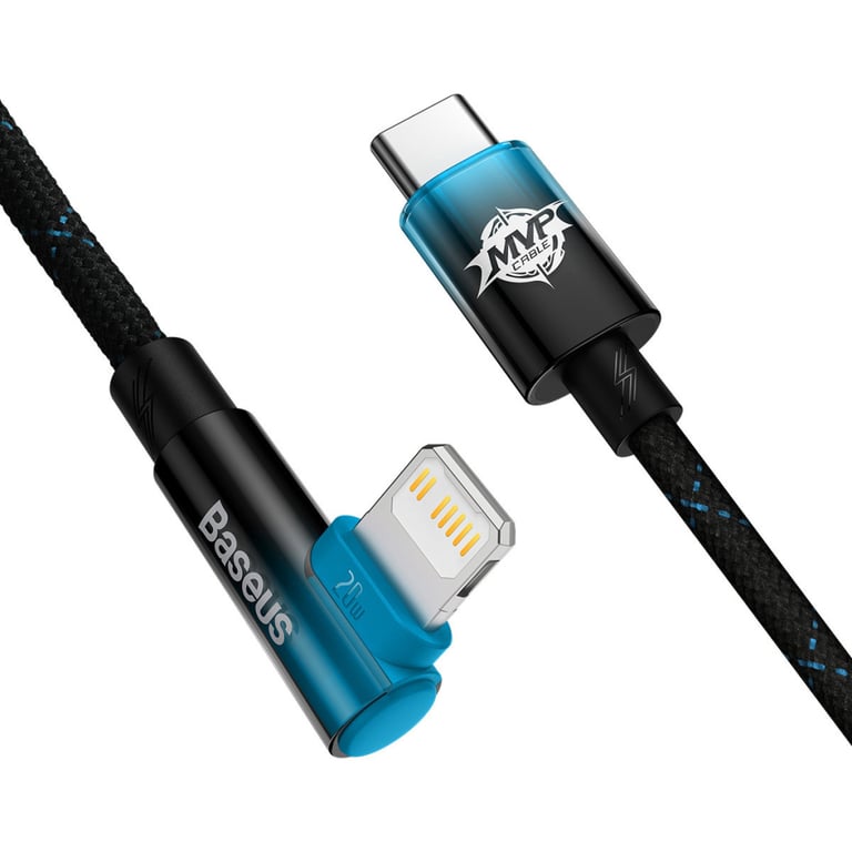 Дата кабель USB-C to Lightning 1.0m 20W 90° corner black/blue Baseus (CAVP000221) - фото 2