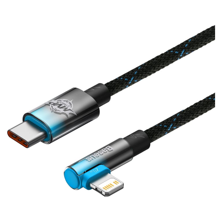 Дата кабель USB-C to Lightning 1.0m 20W 90° corner black/blue Baseus (CAVP000221) - фото 3
