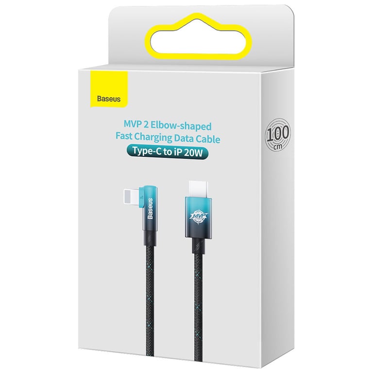 Дата кабель USB-C to Lightning 1.0m 20W 90° corner black/blue Baseus (CAVP000221) - фото 5