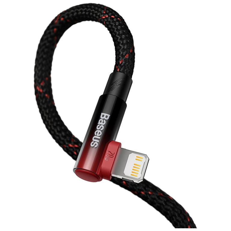 Дата кабель USB-C to Lightning 1.0m 20W 90° corner black/red Baseus (CAVP000220) - фото 4