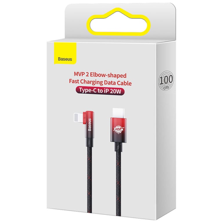Дата кабель USB-C to Lightning 1.0m 20W 90° corner black/red Baseus (CAVP000220) - фото 5