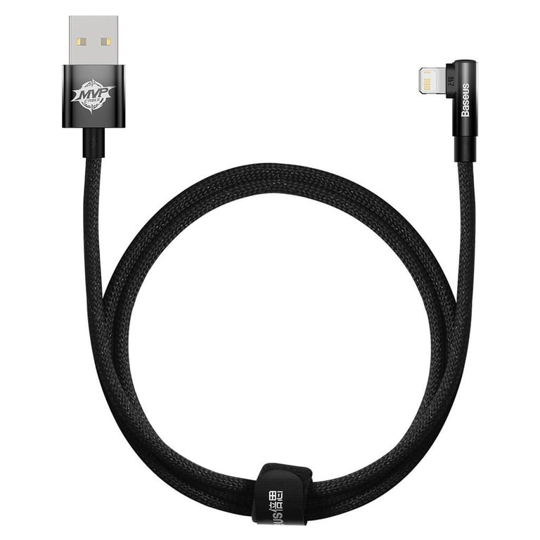Дата кабель USB 2.0 AM to Lightning 1.0m 2.4A 90° corner black Baseus (CAVP000001) - фото 1