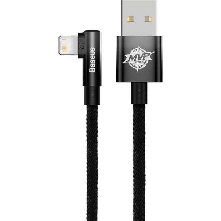 Дата кабель USB 2.0 AM to Lightning 1.0m 2.4A 90° corner black Baseus (CAVP000001) - фото 2